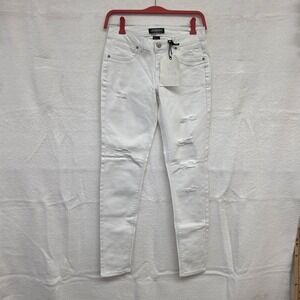 NWT Generra Womens Juniors White Distressed Skinny Jeans Stretch Denim Size‎ 3